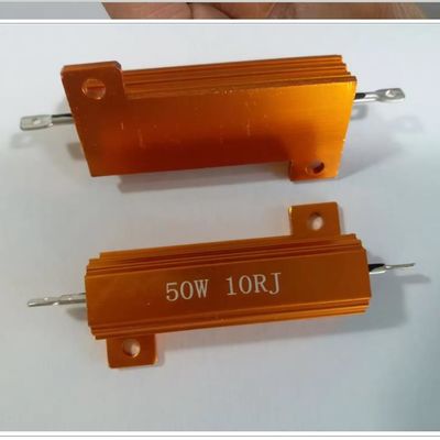 Резистор с проволокой 50w 10 Ом 10rj RX24 Золотая алюминиевая оболочка Высокомощный резистор