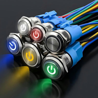 19 мм Металлический кольцевой переключатель кнопки 3v 12V 24V 110V 220V Светодиодный ламповый осветительный светильник водонепроницаемый моментальный переключатель Ri